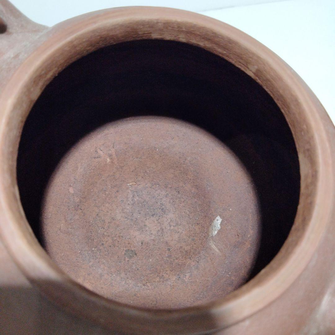 O85 中国古作　古い朱泥急須ふ　在銘刻印有　D