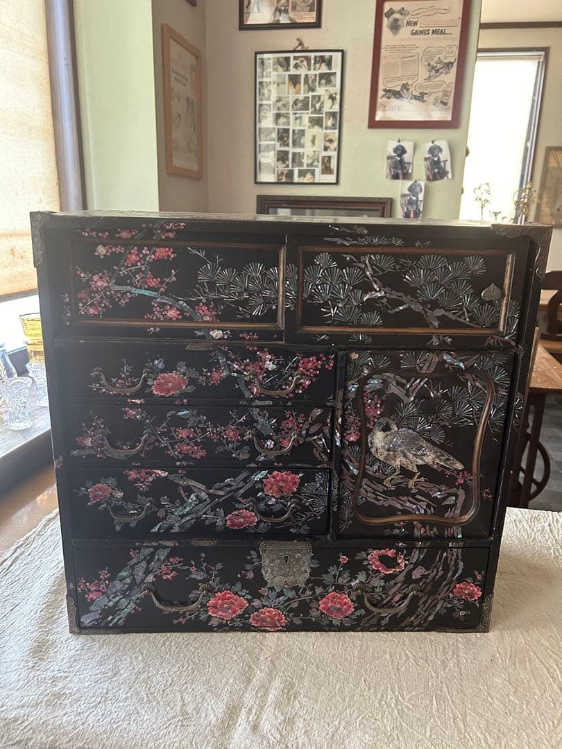 ② 螺鈿細工 小箪笥 アンティーク 難あり