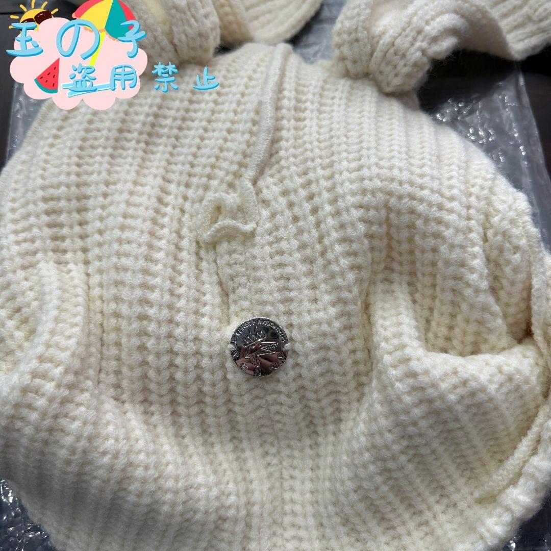 男女兼用LOVERBOY ウサギの耳ニット帽 白A2