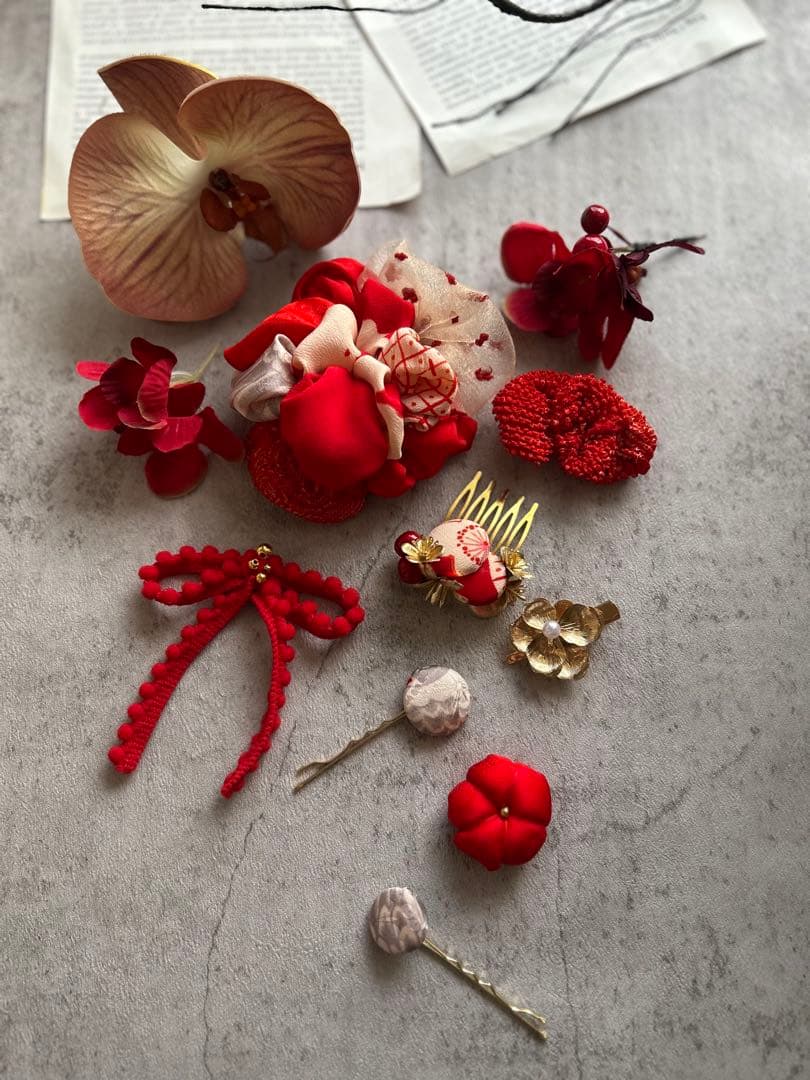 七五三　七五三髪飾り　ヘッドドレス　着物髪飾り　リメイク髪飾り　079