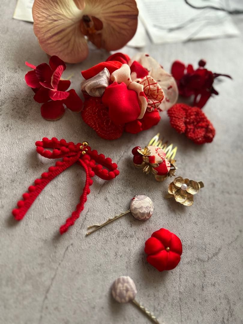 七五三　七五三髪飾り　ヘッドドレス　着物髪飾り　リメイク髪飾り　079