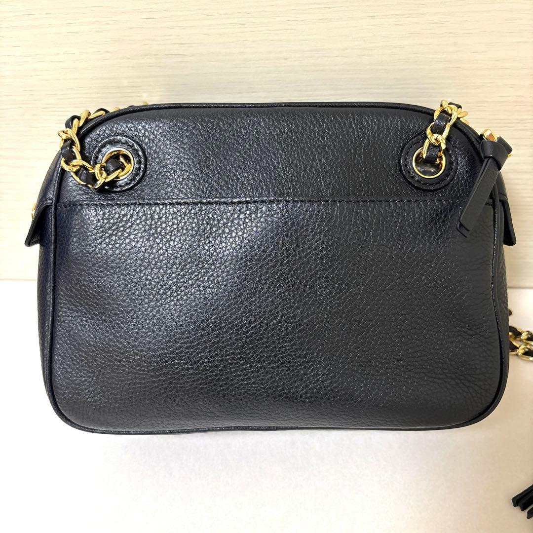 TORY BURCH レザー 2WAY ショルダーバッグ 黒 フリンジ