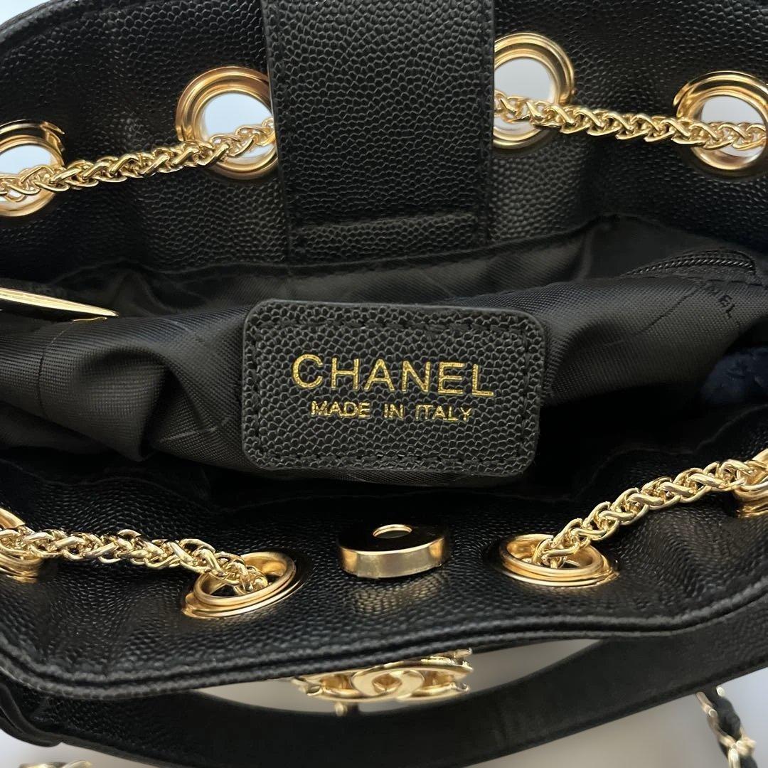 【新品未使用】シャネルブラック キルティング 巾着チェーンショルダーバッグ