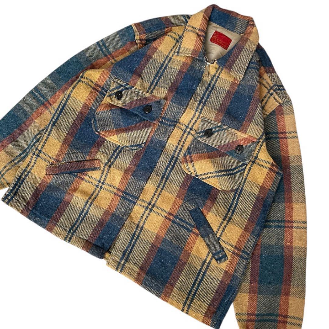 希少vintage60sSearsKingsRoadチェックウールジャケット古着