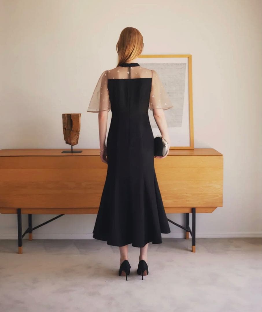 LEJA 花柄スパンコールチュールマーメイドワンピースドレス　Sサイズ