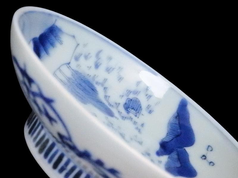 古伊万里　鍋島写　山水楼閣の図　３寸半皿　手塩皿　C128AS-CZh
