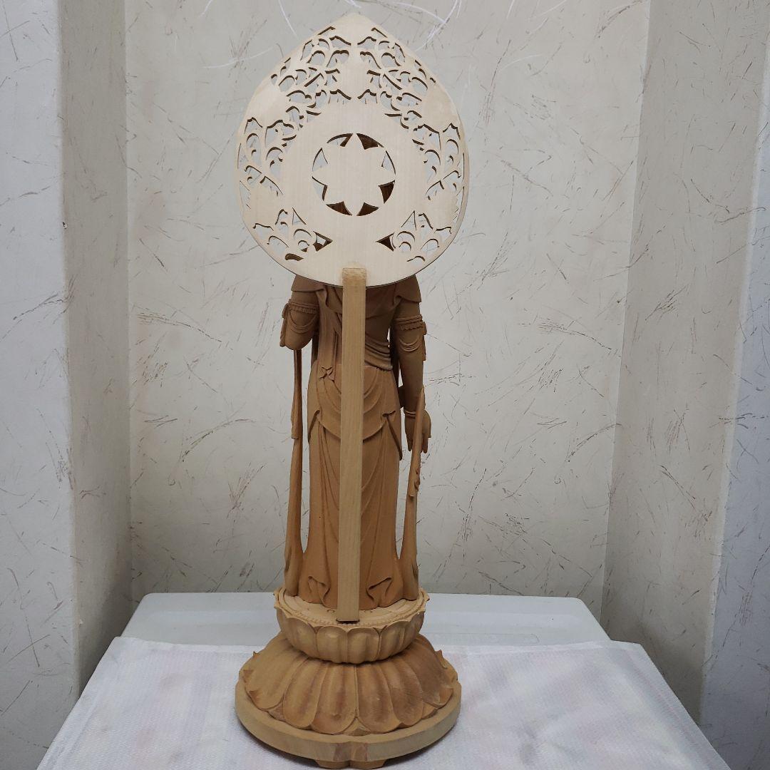 Bフライデー魔除け願いを叶える仏像☆白木 聖観音菩薩像1尺立