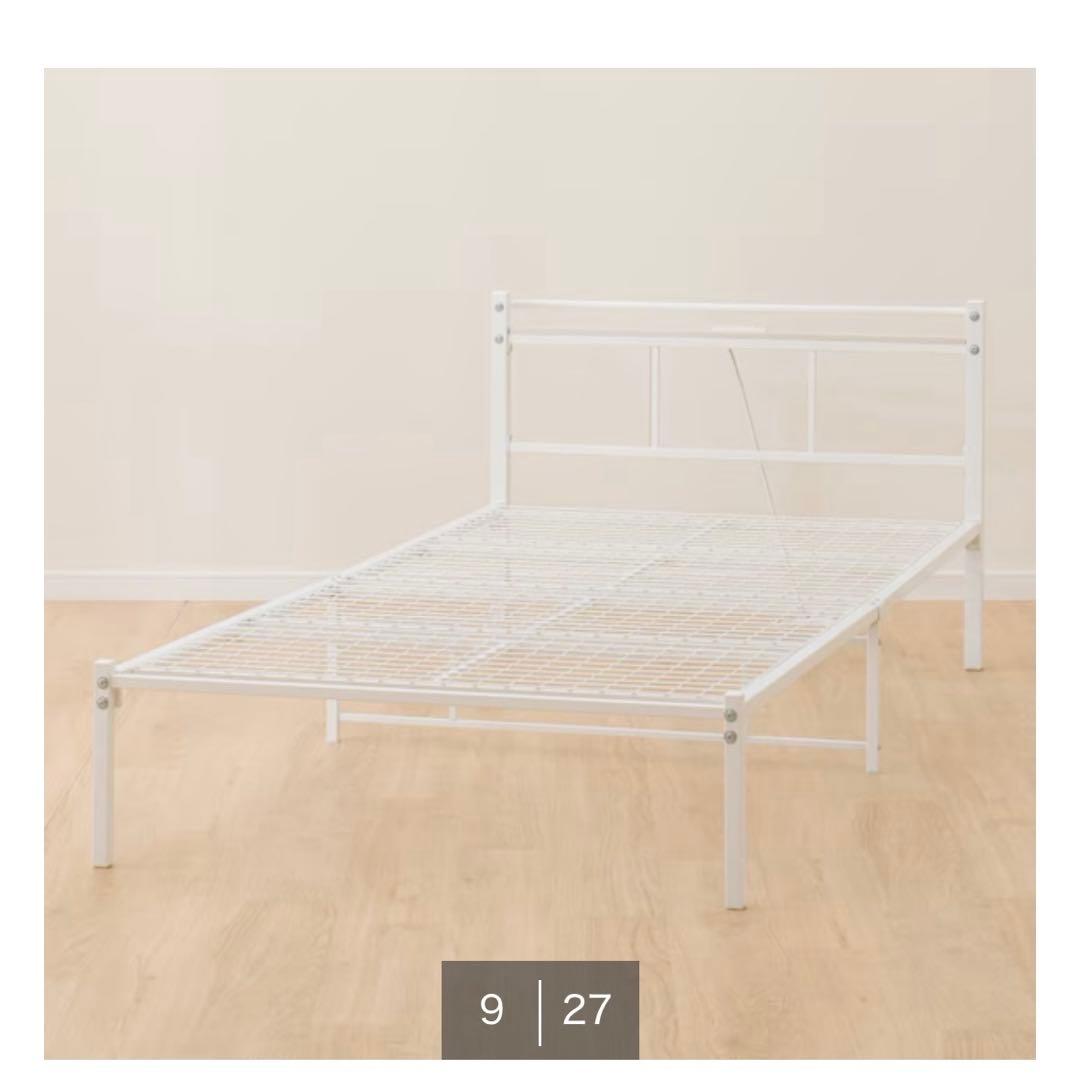 ニトリ パイプベッドフレーム ホワイトシングル バジーナC 取扱説明書付き