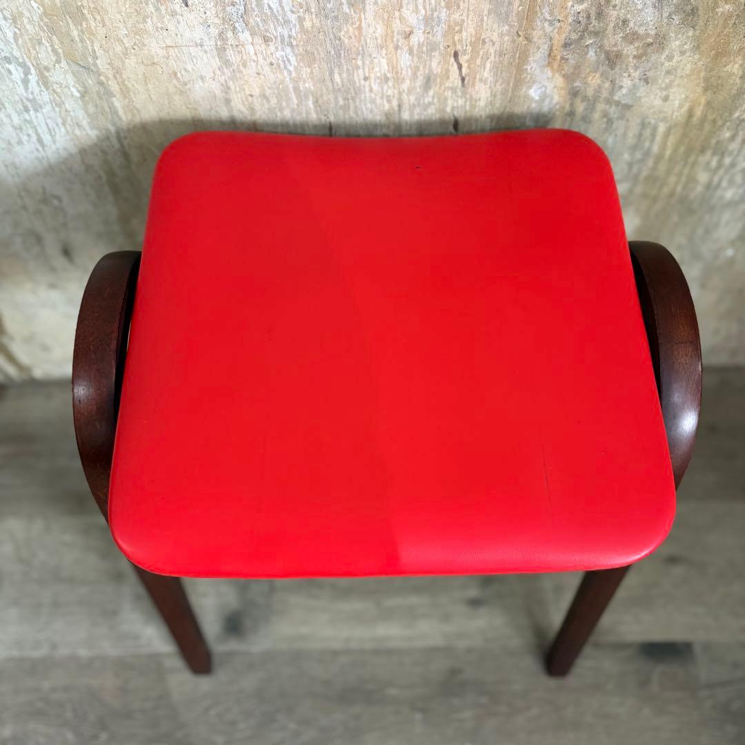 秋田木工　スタッキングスツール　レッド　剣持勇　曲木　①