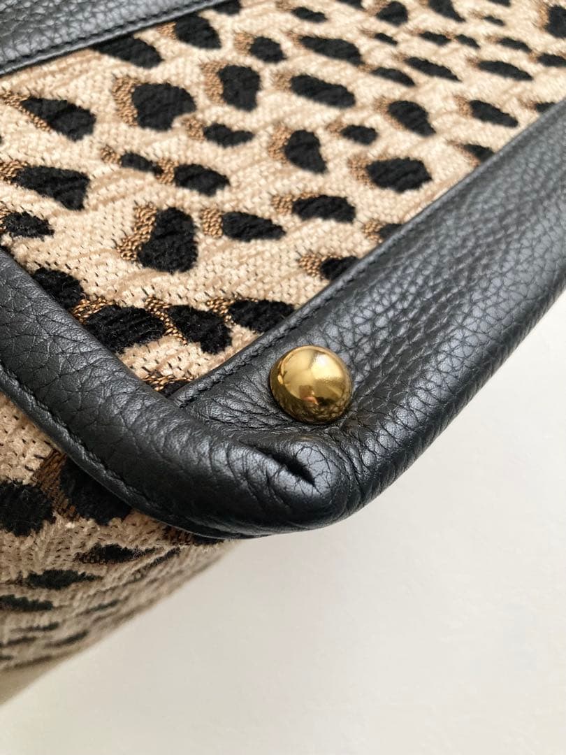 未使用 WAKO 銀座和光 ハンドバッグ アニマル柄 ファー レザー シボ革