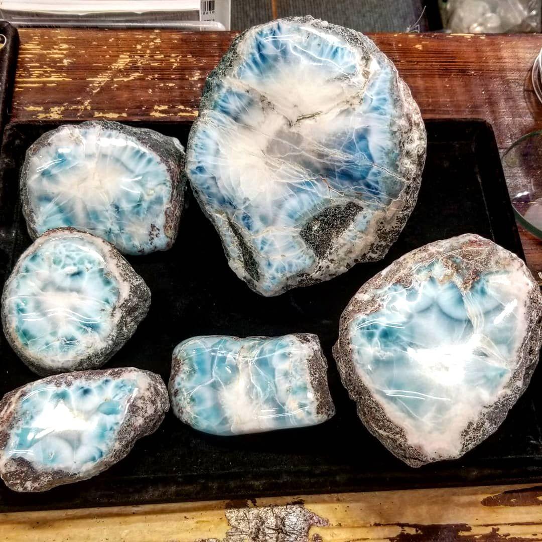 ラリマー原石一面研磨⑥