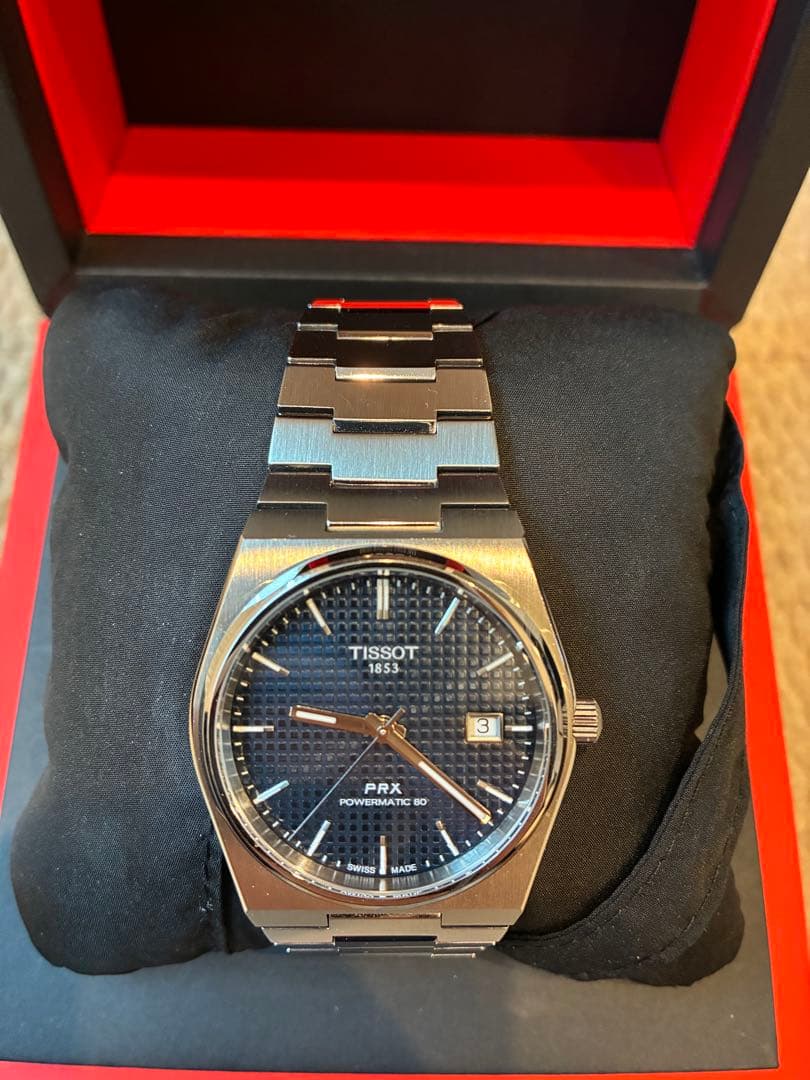 【美品】TISSOT PRX 40mm 自動巻き時計 ネイビー