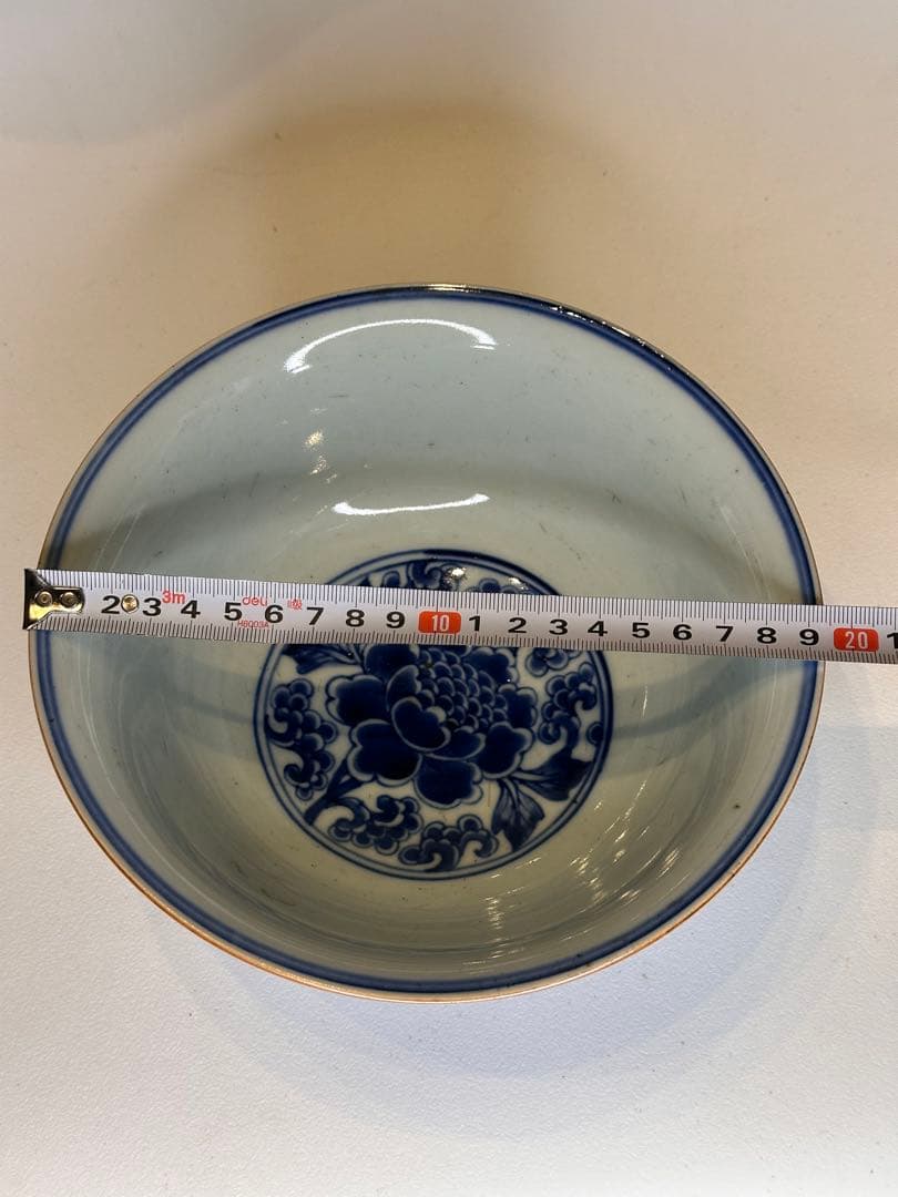 中国清時代 大清康熙年製款 染付花卉文 大碗 古陶磁 時代物 骨董品アンティーク