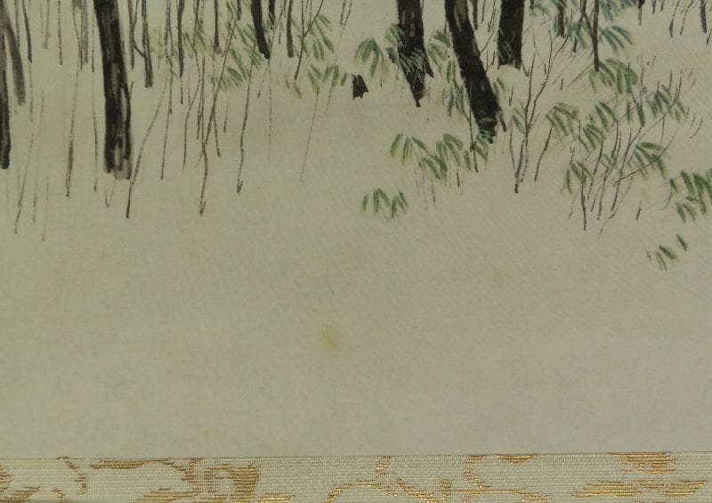 掛軸 川合玉堂筆 深林宿雪 リトグラフ 限定250部 大幅 掛け軸 掛軸掛け軸