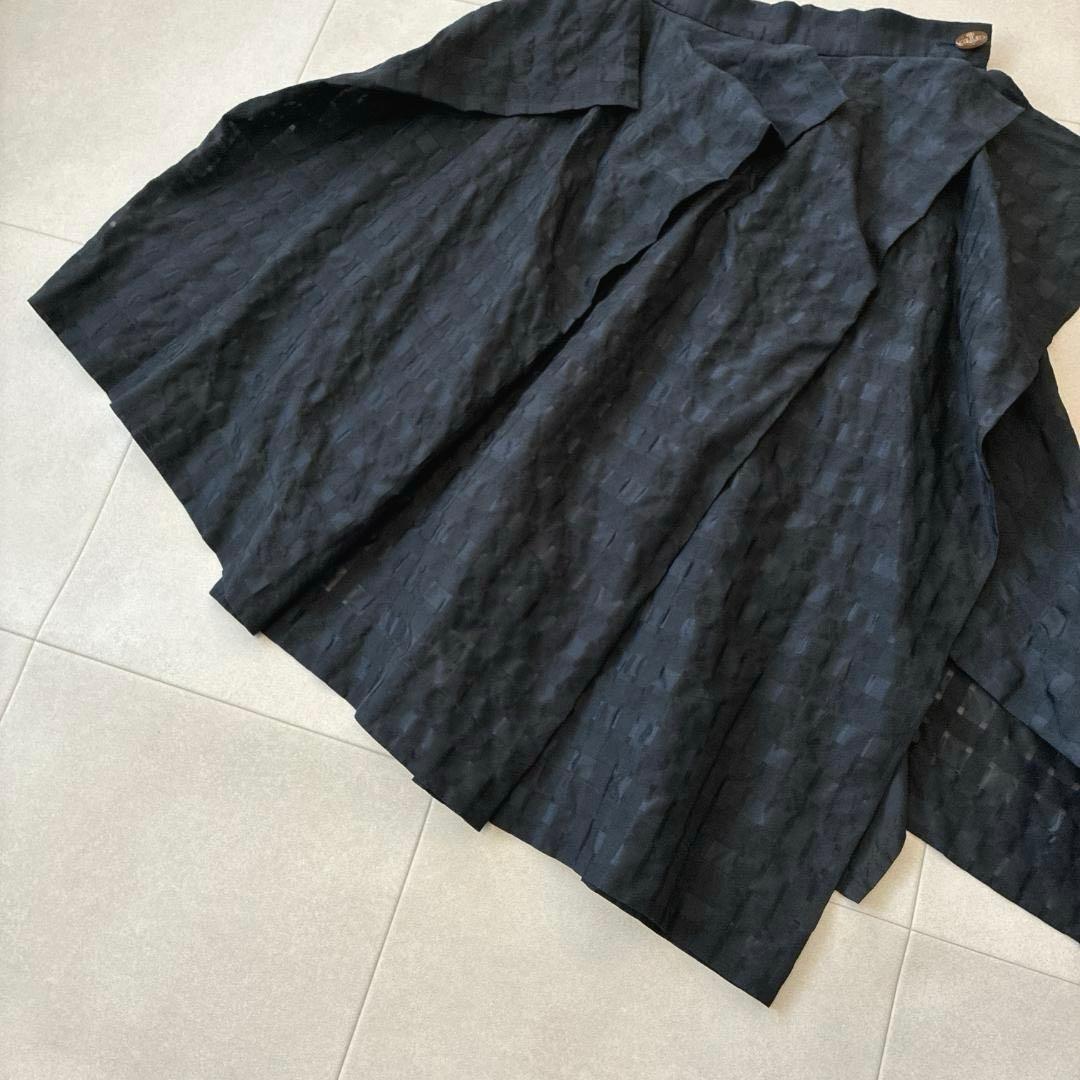 美品 ヴィヴィアンウエストウッド♡変形 シルク混 ラップスカート チェック柄 黒
