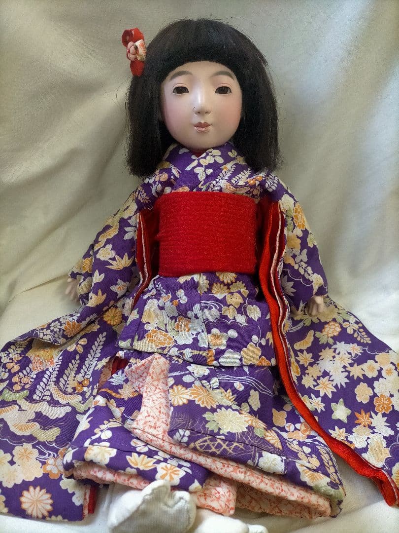 サクラビスクドール2体錦紗の着物帽子あぶちゃん涎掛け豆市松人形