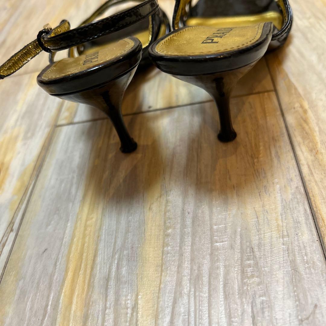 PRADA プラダ　ミュール　35 ブラック　エナメル