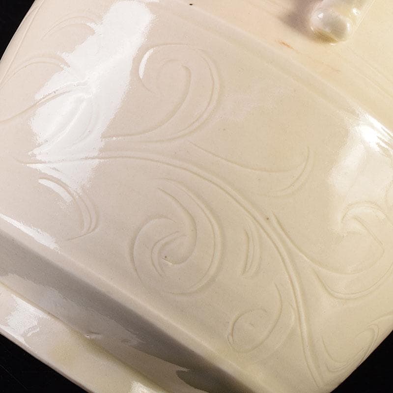 中国　徳化窯白磁　刻花文　双耳瓶　C　6946