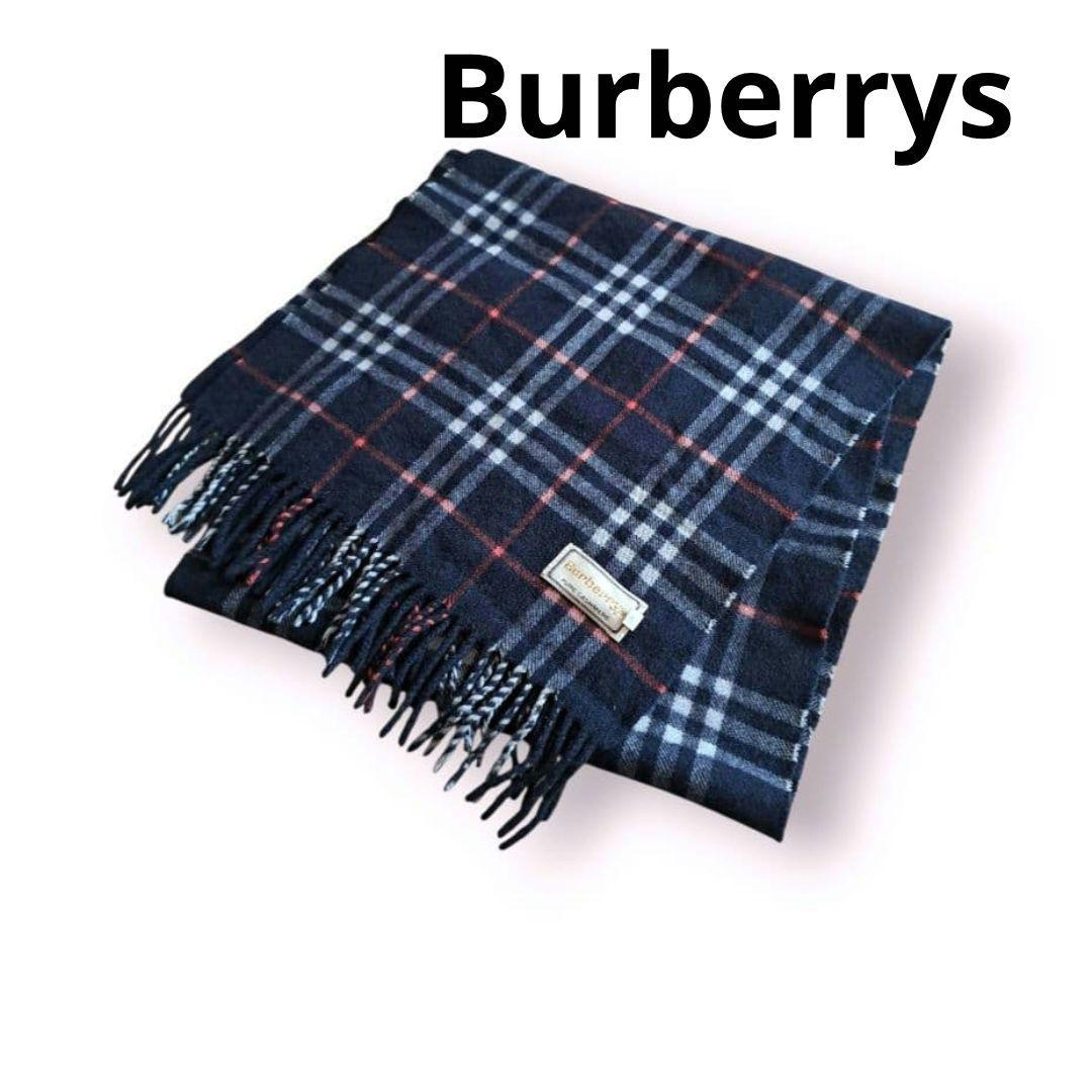 Burberrys ノバチェック柄 ネイビー マフラー カシミヤ ☆BURBERRY