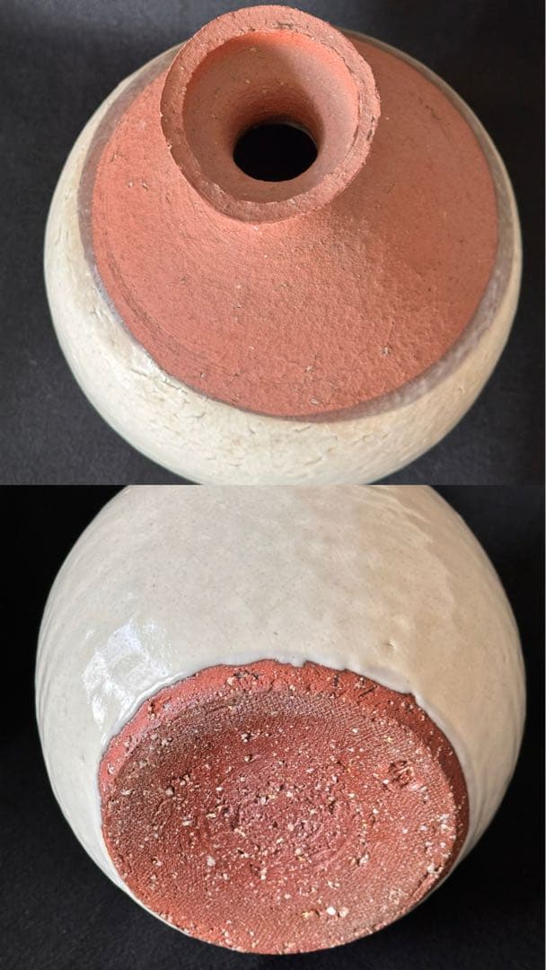 四代　真清水蔵六　【粉引かぶら大徳利】　共箱　無傷　本物保証　高さ約31cm