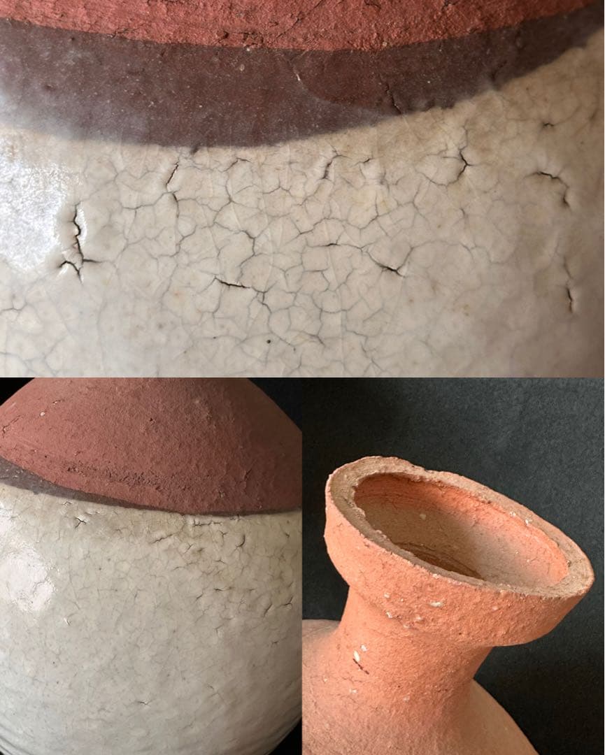 四代　真清水蔵六　【粉引かぶら大徳利】　共箱　無傷　本物保証　高さ約31cm