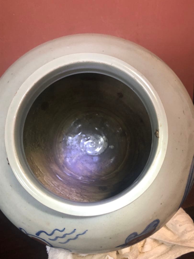 類品の少ない李朝辰砂染付鳳凰文大壷 美術品・アンティーク・コレクション