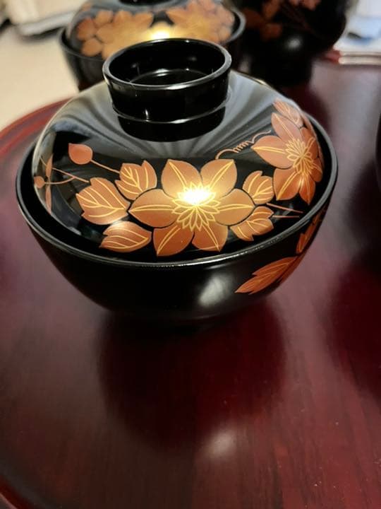 本漆仕上 乙造作 御吸物椀 5つ 総桐箱