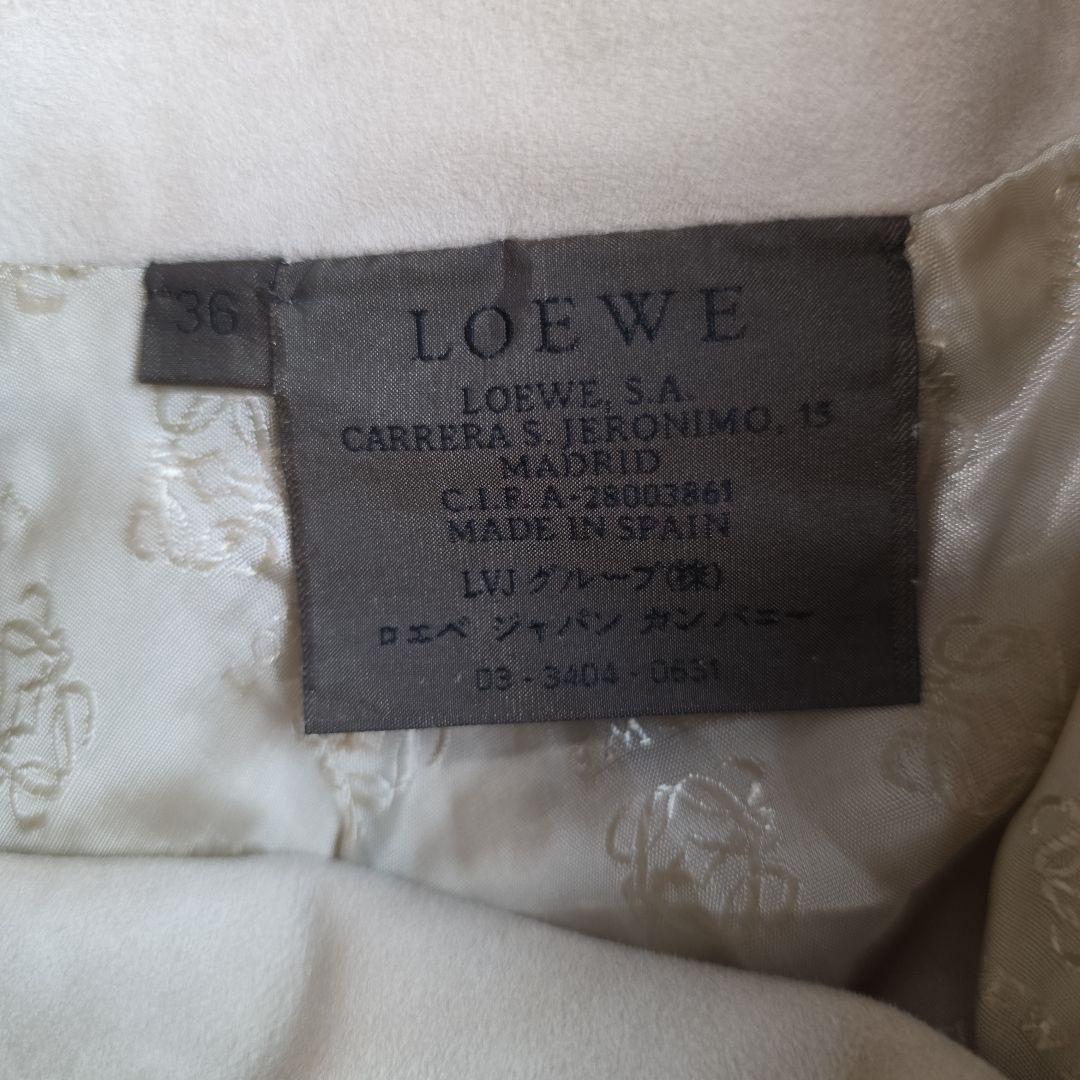 美品　ロエベ　羊革　ベージュ プリーツスカート ボタン付き　y16