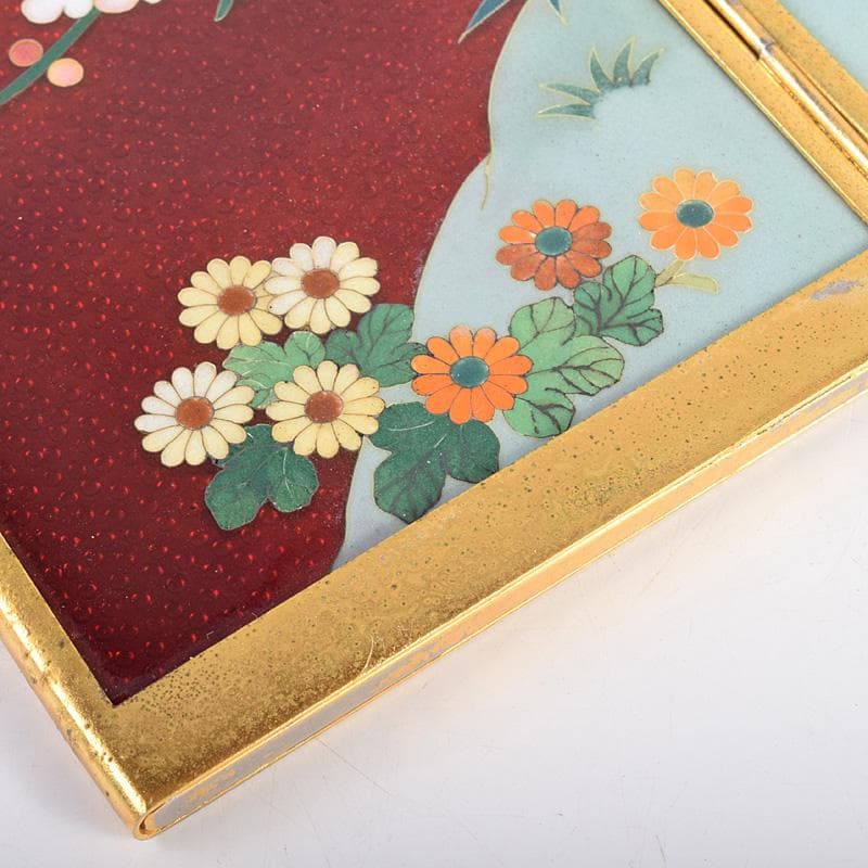 中国 古七宝琺瑯彩 花鳥文 卓上屏風 硯屏 M R8490 - メルカリ