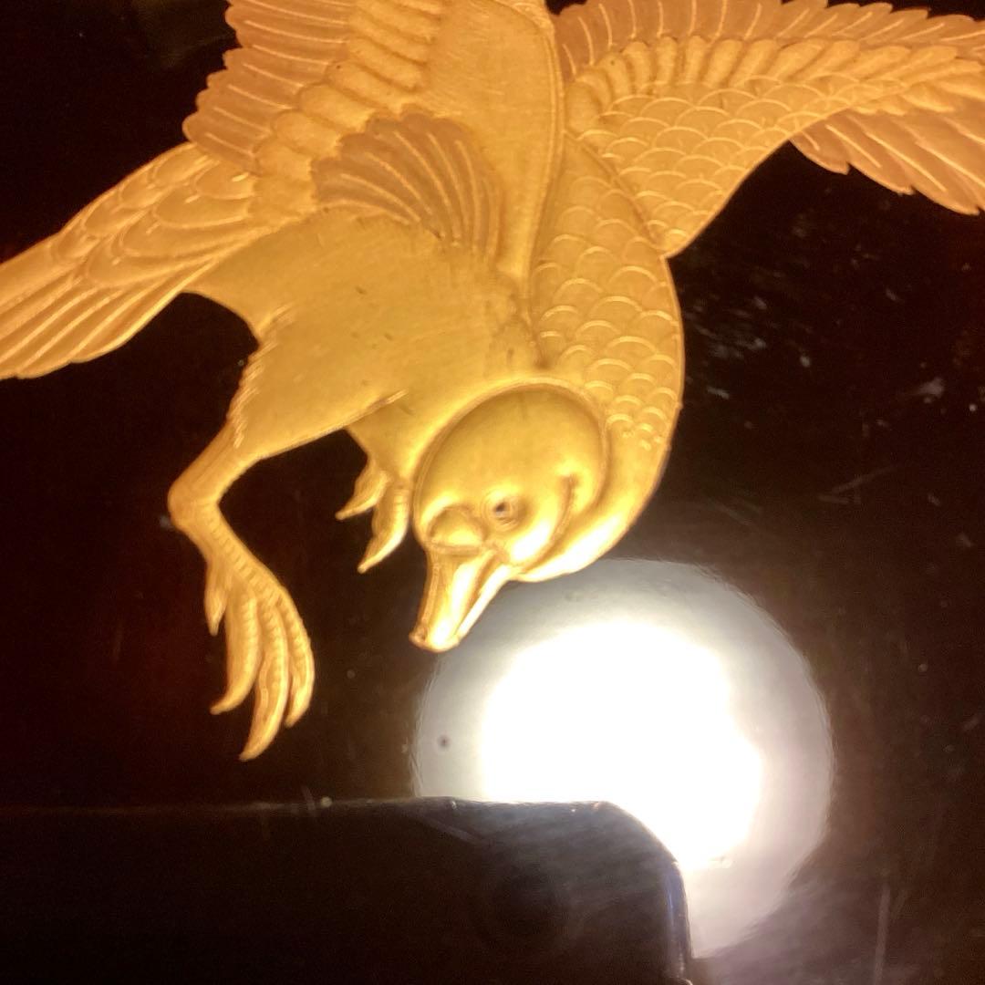 A1020木製輪島塗　水辺に雁　金蒔絵盆　金縁　蒔絵　菓子盆　香盆