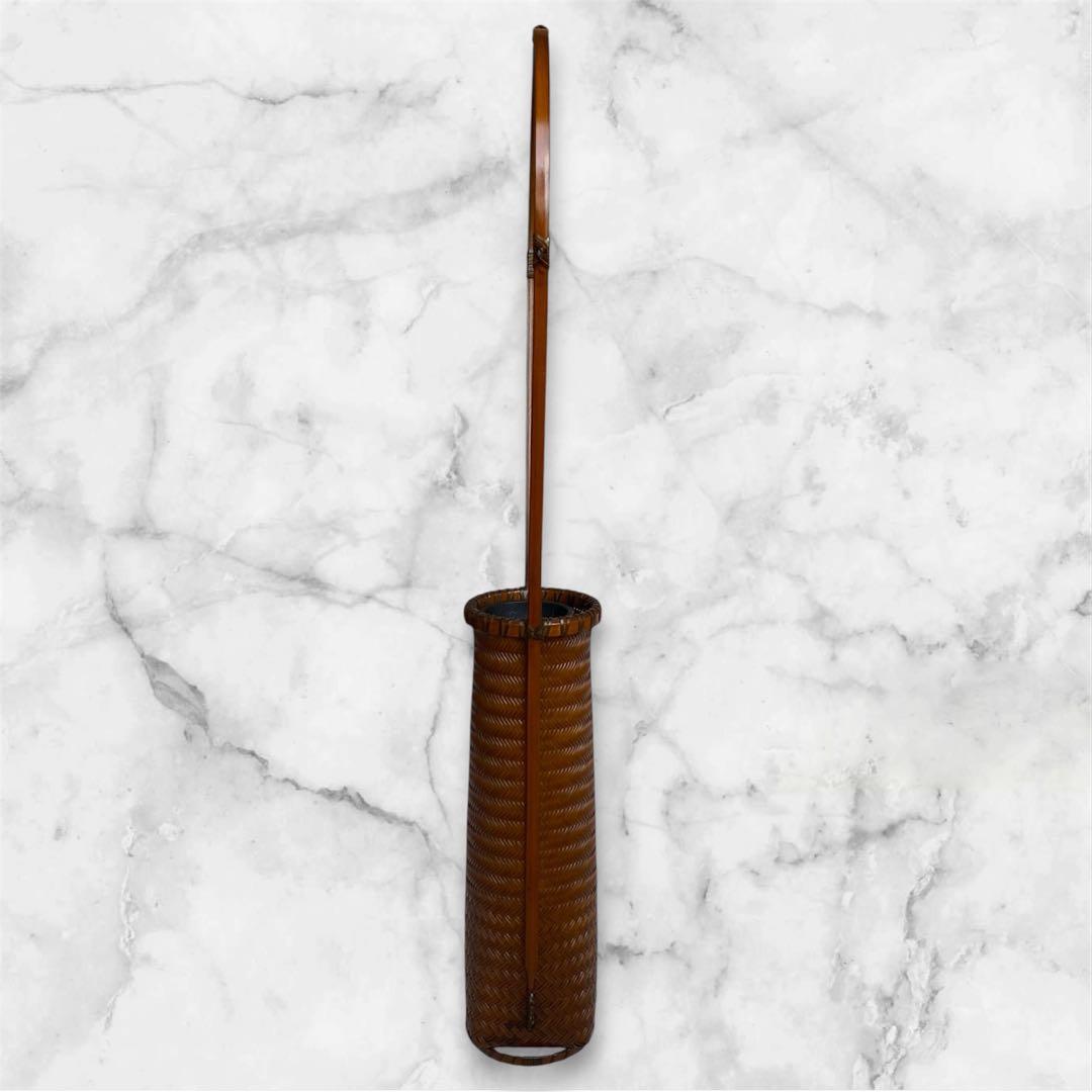 希少✨茶花 花入 竹細工 林真光 在銘 竹編手付 花籠 茶道具 華