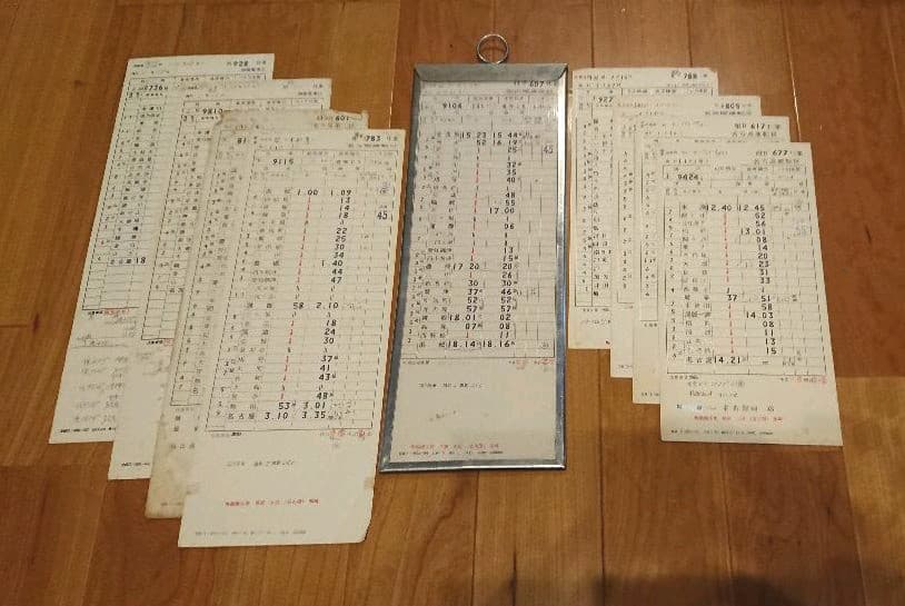 国鉄 スタフ(乗務行路表) 9枚 + 金属製ケース 名古屋運転区等 臨時列車