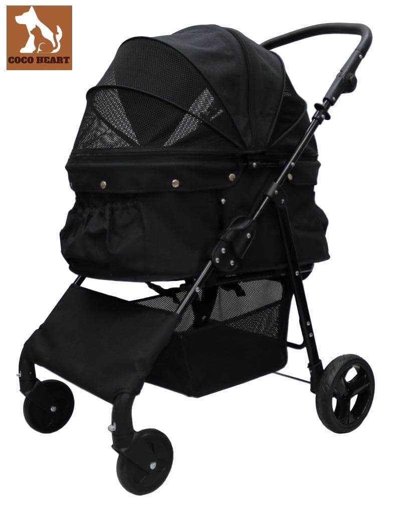 耐荷重30kg！ココハート 4輪ペットカート/甘えん坊バギーBIG ブラック