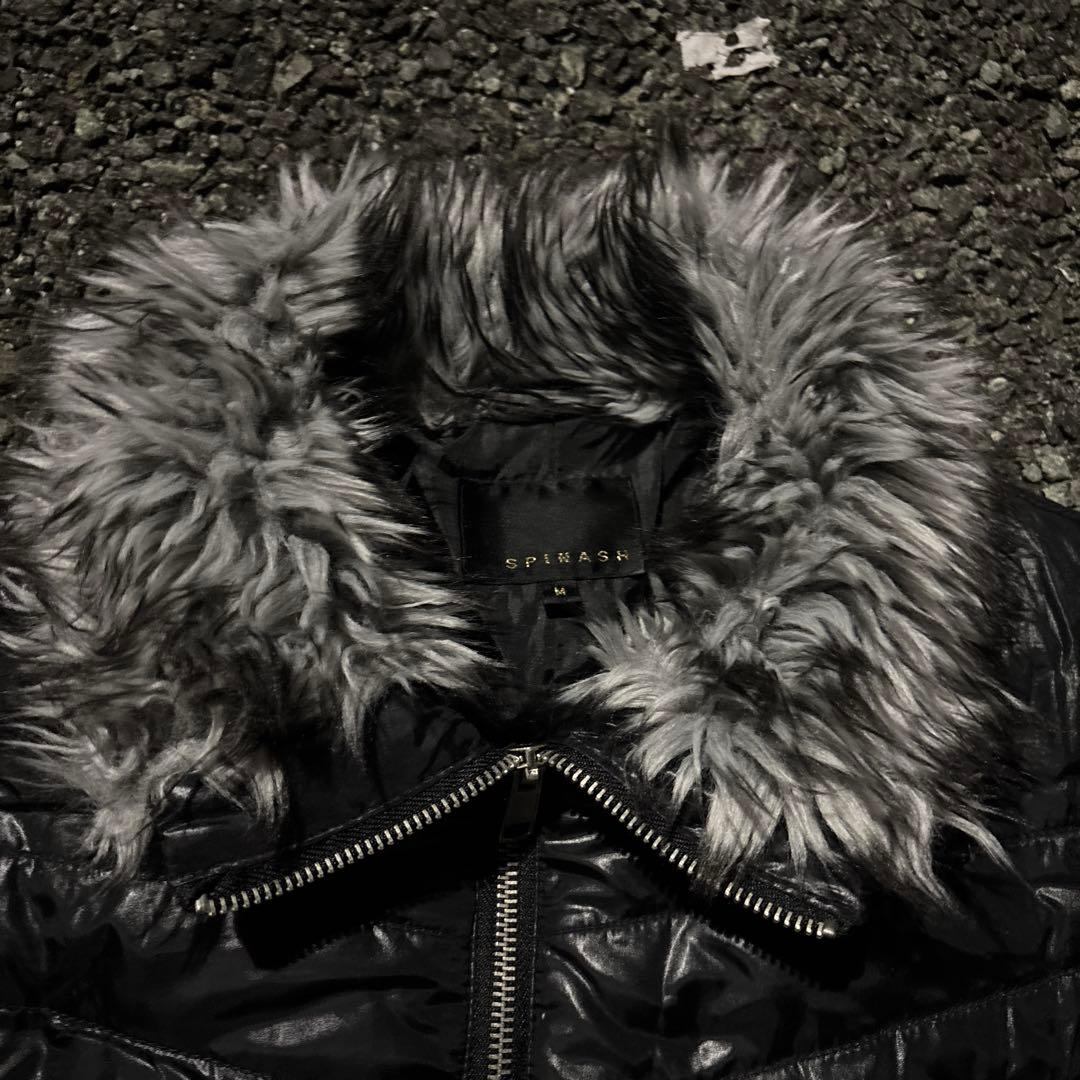 00's お兄系 down 光沢 ホワイトファー ブラック 黒 y2k 平成 - メルカリ