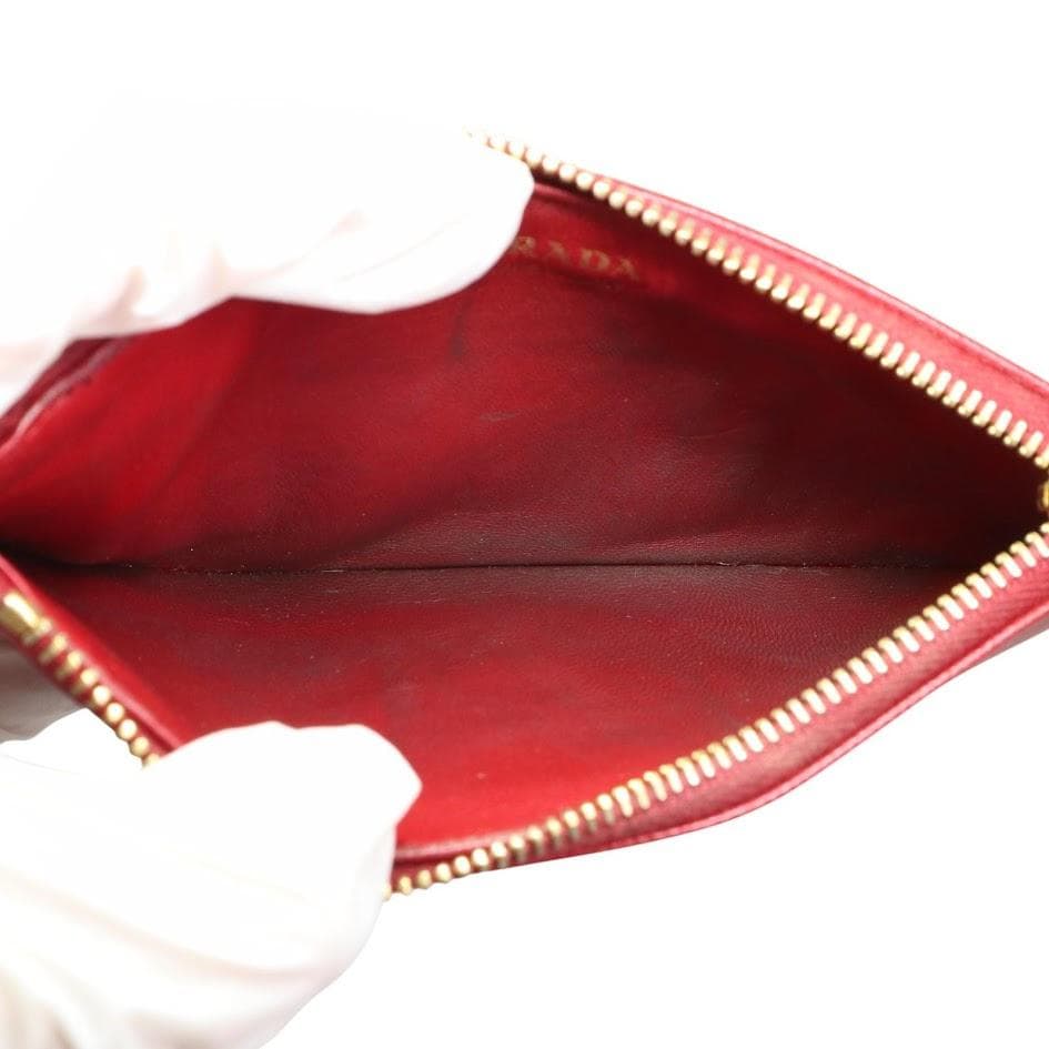 【近年モデル】PRADA プラダ フラグメントケース　カードケース レザー　赤系