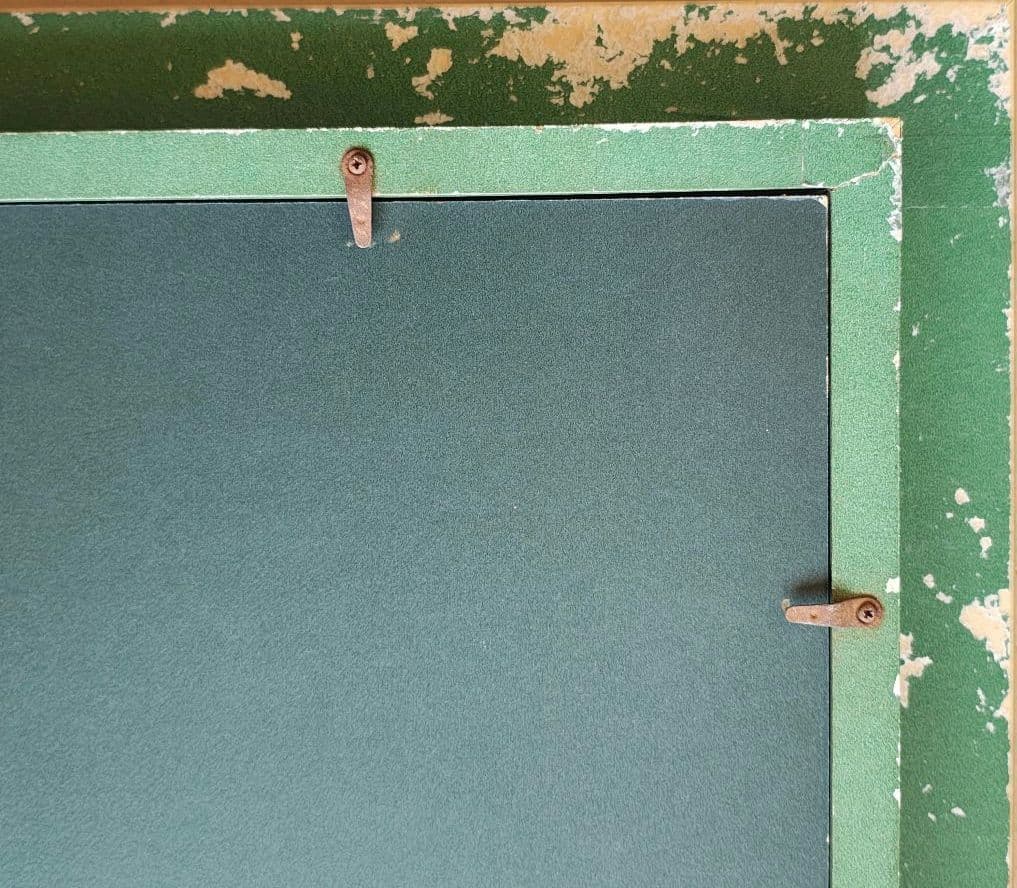 送料込】F30号 大型 油彩額縁 アクリル板 風景画付 空色と銀系 107cm