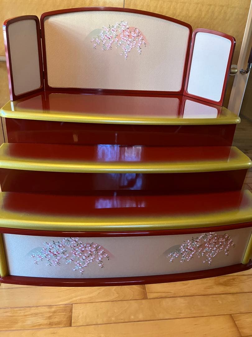 御京雛③平安春峰作　雛人形　三段飾り　お雛様　京都西陣織り　ひな人形3段　桜刺繍