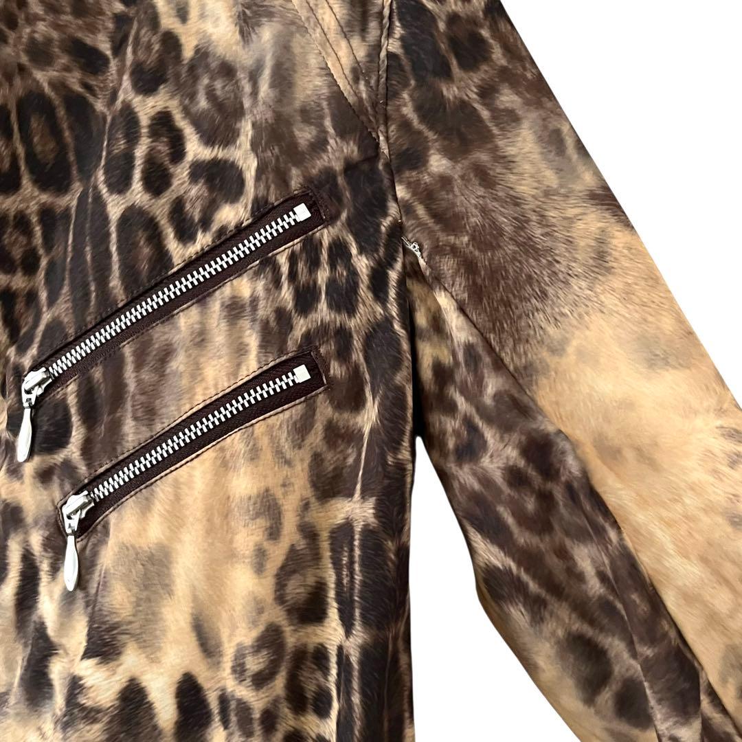 00s TORNADO MART ヒョウ柄 ポリ ライダースジャケット グランジ 00s