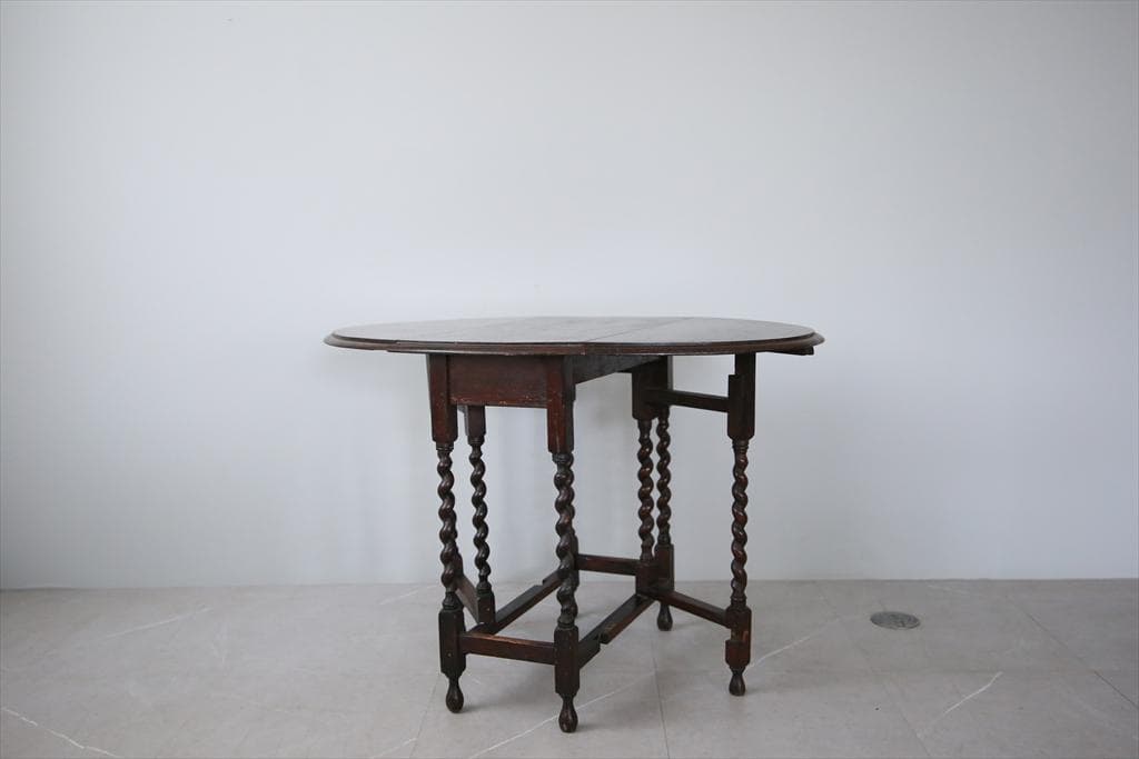 英国アンティーク木製ゲートレッグテーブル/ダイニング机バタフライ(88-189)