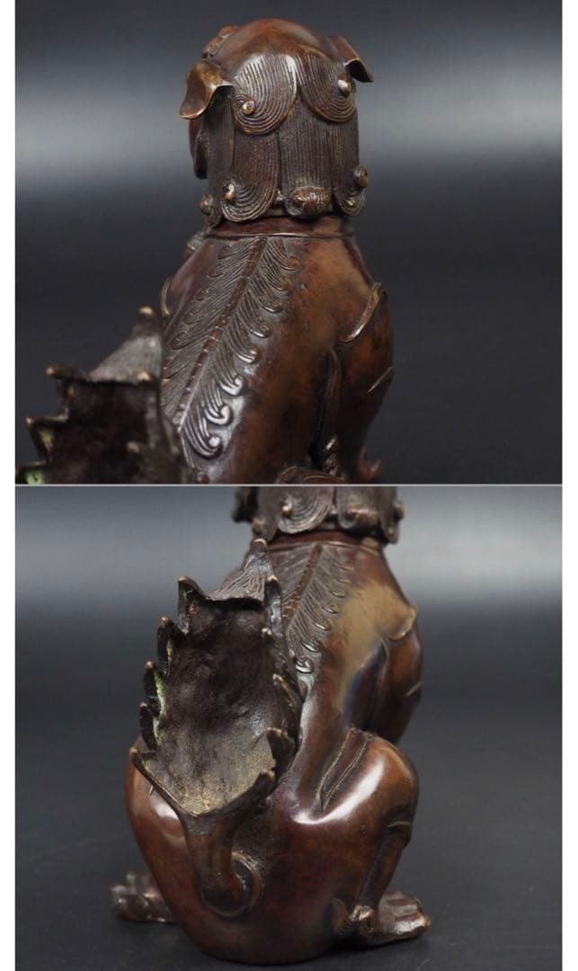 送料無料　中国古玩　清時代古銅獅子香炉　華道具香道具