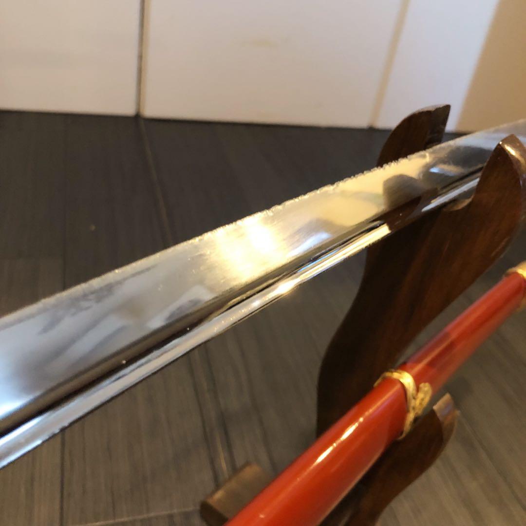 高級模造刀　居合刀　樋入り刀身　赤絹拵え　亜合金刀身