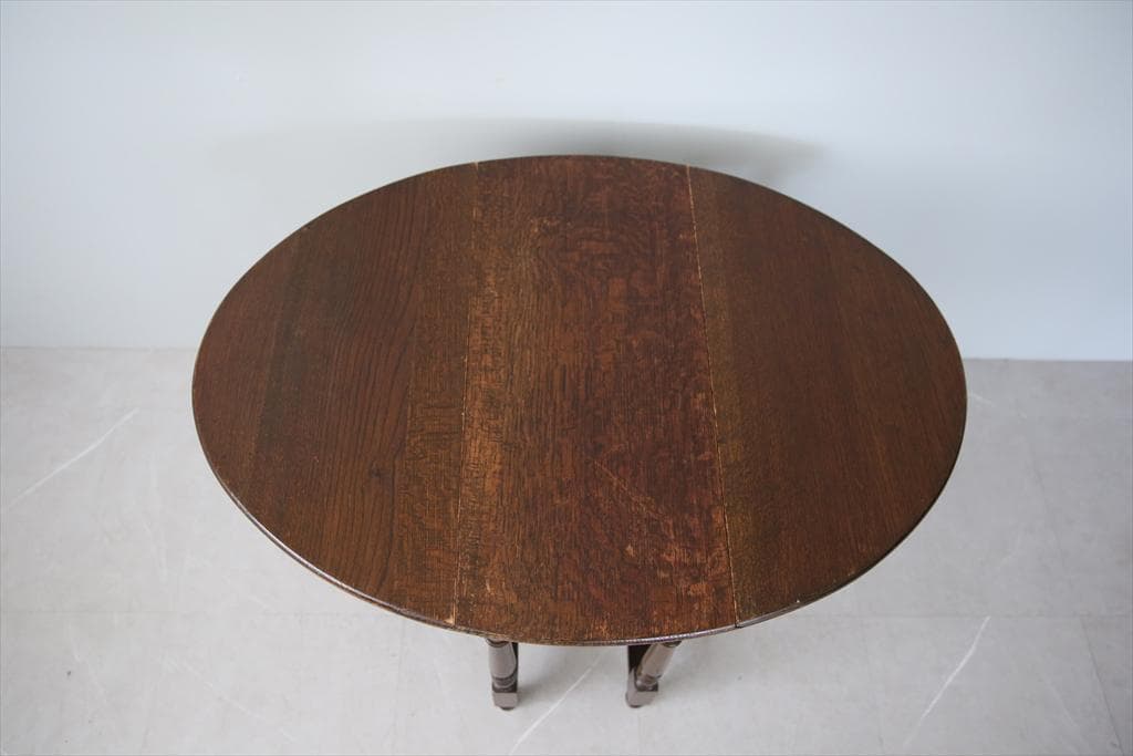 英国アンティーク木製ゲートレッグテーブル/ダイニング机バタフライ(89-286)