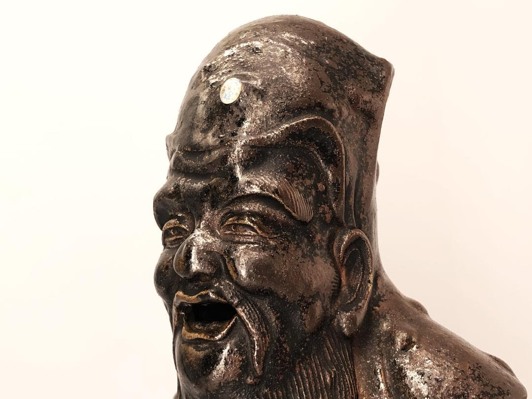 【 孔子坐像 伏香炉 】 備前丸長印　浜物　オパール　幕末～明治初期