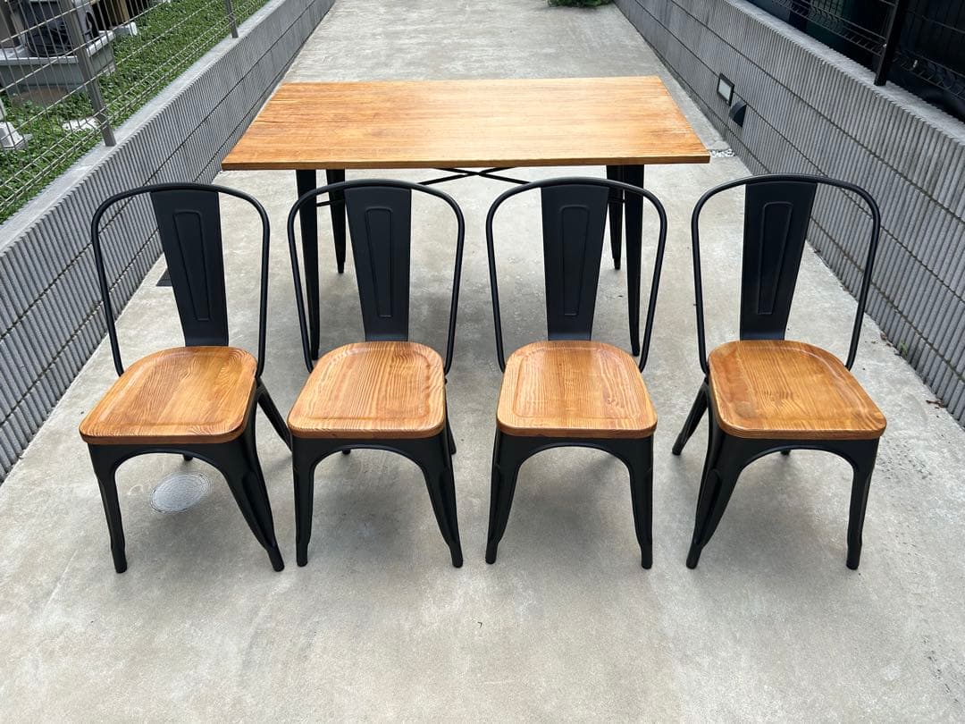 値下げ！『引き取り限定』アイアン　ダイニングテーブルセット　椅子4脚