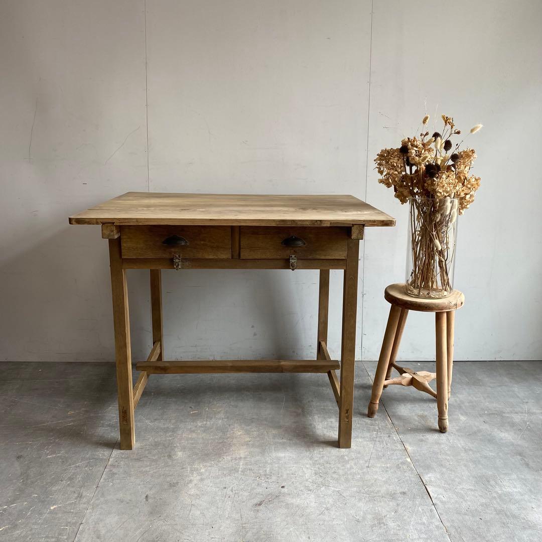 アンティーク 机 テーブル デスク 無垢材 無塗装 z414