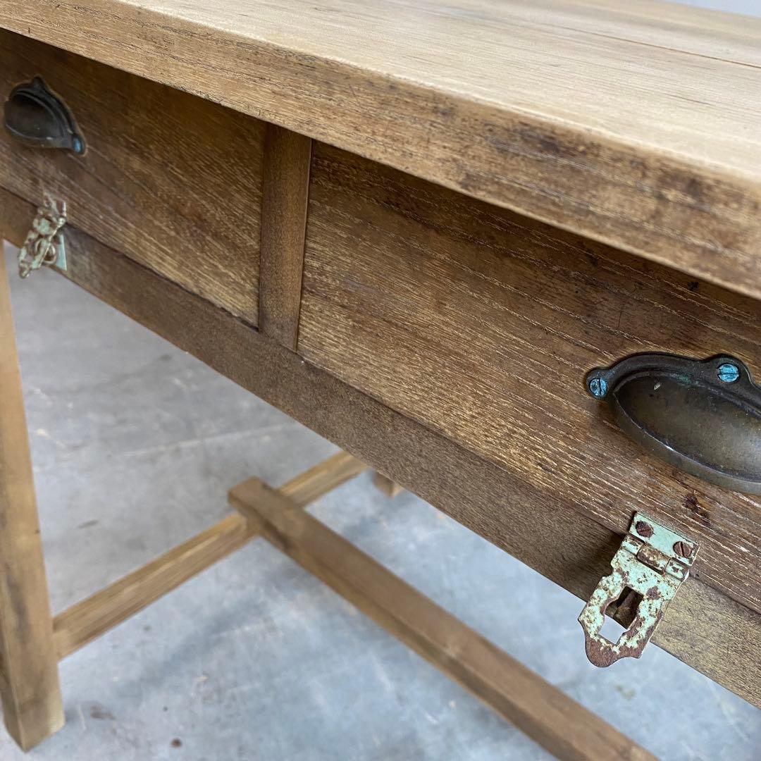 アンティーク 机 テーブル デスク 無垢材 無塗装 z414