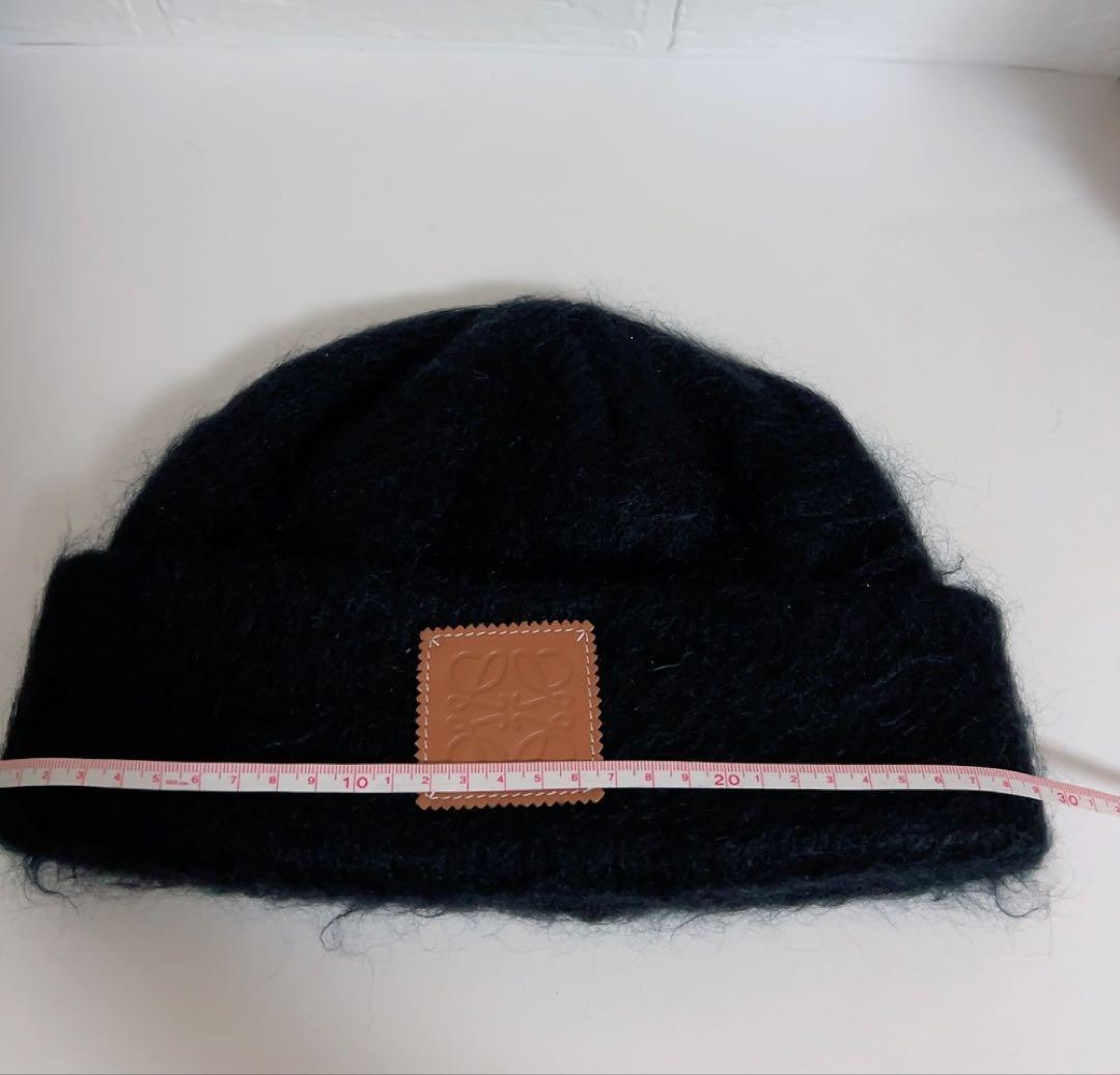 ロエベ LOEWE ニット帽 黒 ブラック モヘヤ50%ウール18%