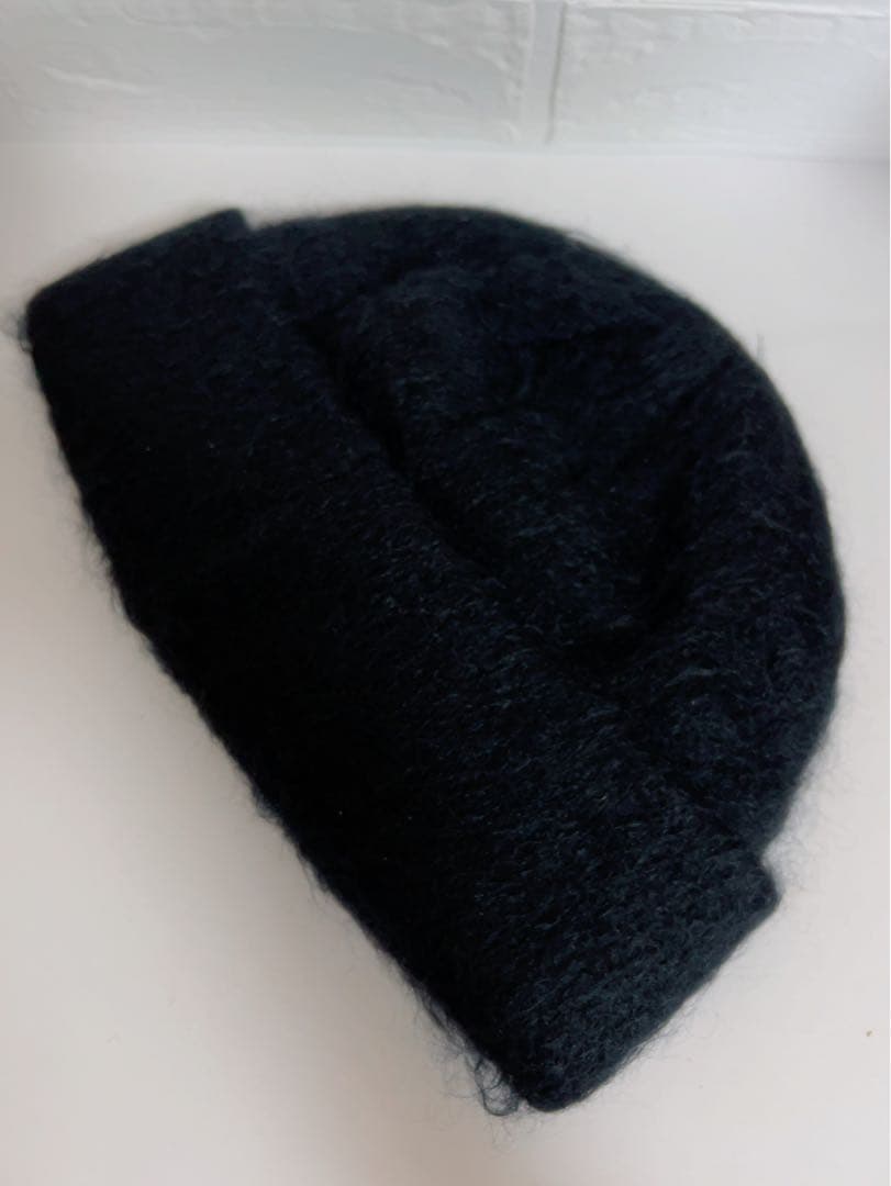ロエベ LOEWE ニット帽 黒 ブラック モヘヤ50%ウール18%
