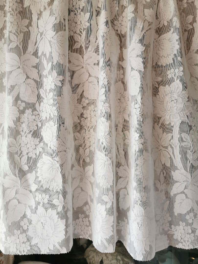 アンティークノッティンガムマドラスレース 向日葵 紫陽花ライラック