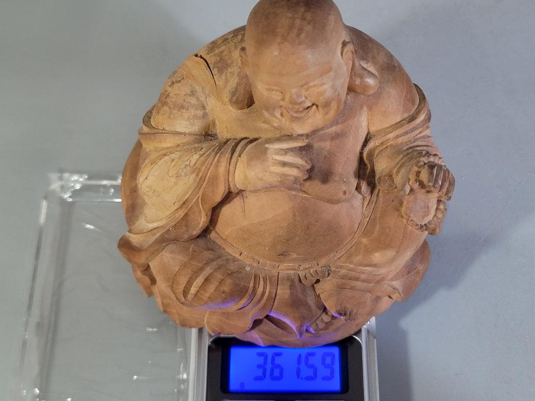 香木 白檀 刻 布袋 361.5g 保証